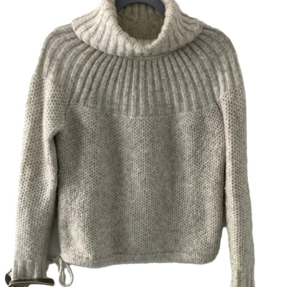 Madewell Gray Chunky Knit Turtleneck Sweater